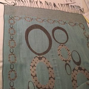 Beautiful Wrap PASHMINA & silk, blue brown & cream