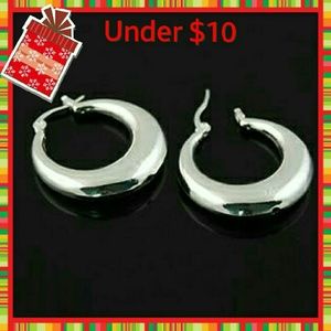 Gifts Under $10!!! Silver Half Moon Hoops Earrings