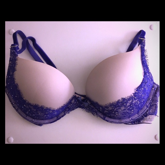 Purple lace embellished bra