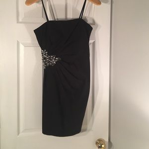 Black strapless cocktail dress