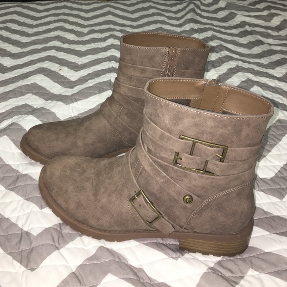 Light Brown Strappy Ankle Boots