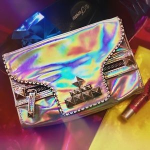 Host pick❣ Holographic clutch with studs&stitching