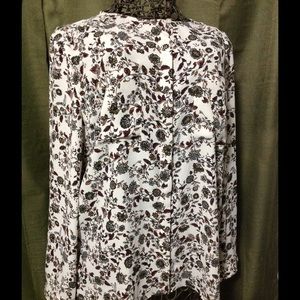 Ann Taylor LOFT LS Blouse NWOT XXL Offwhite Floral