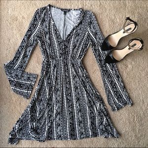 Black and White Patterned Bell Dress
