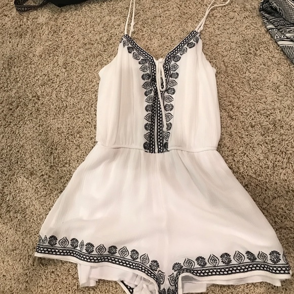 Navy blue and white romper