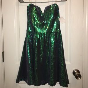 Green & Blue Sequined Dress