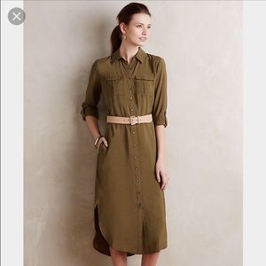 Anthropologie Maeve drawstring midi shirt dress
