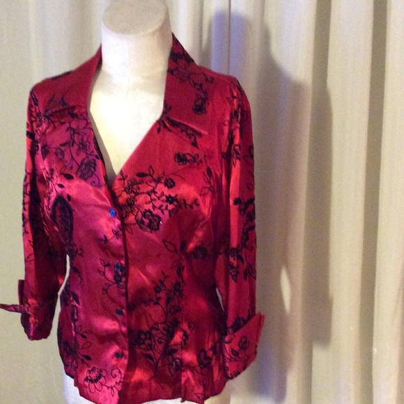 Dress Barn Tops - Red satiny dressy blouse