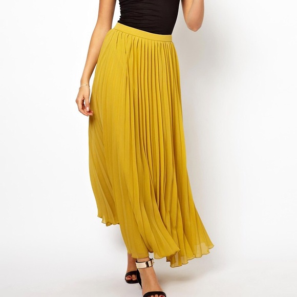 ASOS Pleated Maxi- Lime Skirt