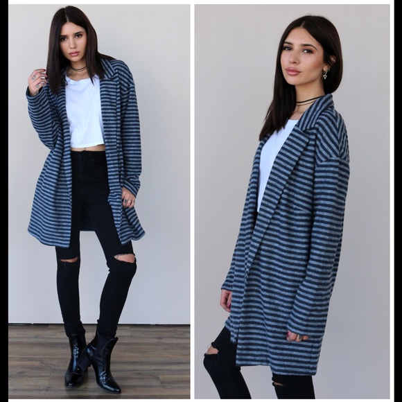 Evil Twin Jackets & Blazers - NWT Striped Blue Jacket Coat Sz L
