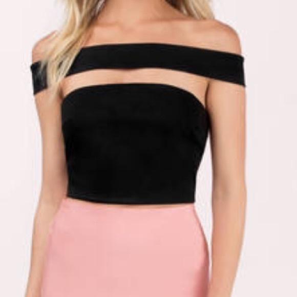 Black off the shoulder crop top