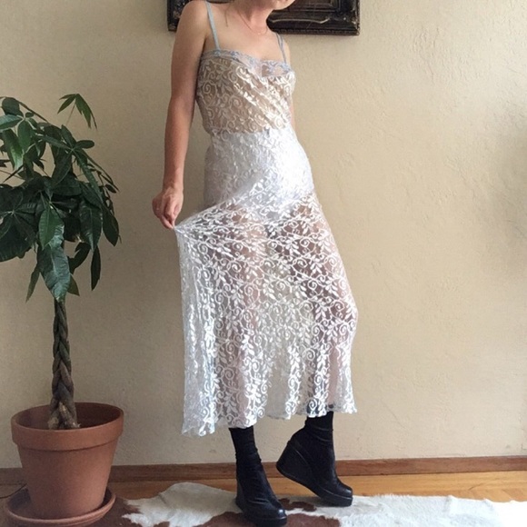 Silver Blue Lacey Maxi Dress