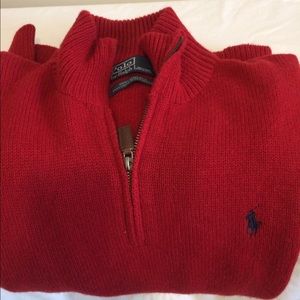 Polo Ralph Lauren Men's Red Sweater Lamb Wool Sz M