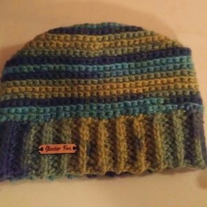 Snow Beanie Crochet Handmade Blue green