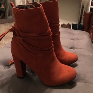 Burnt Orange heeled booties
