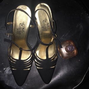Black satin heel