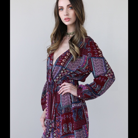 NEW Purple Boho Wrap Dress - Picture 2 of 3