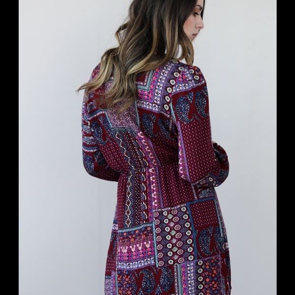 NEW Purple Boho Wrap Dress - Picture 3 of 3