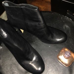 Black leather booties