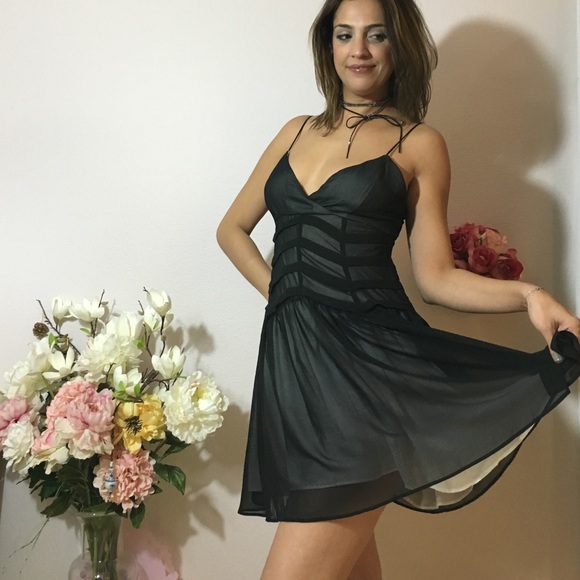 Stunning European silk spaghetti strap black dress - Picture 3 of 4