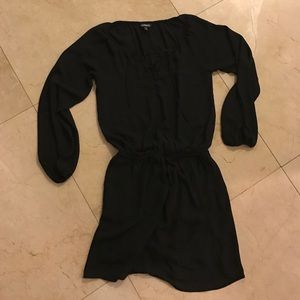 Express Black Long Sleeve Dress with Tie detail