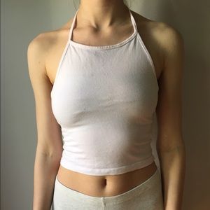 Baby pink halter crop top