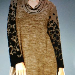 Aster Mocha & Black Cowl Neck Tunic