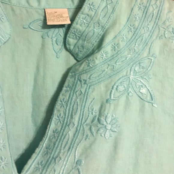 Turquoise linen tunic