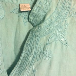 Turquoise linen tunic