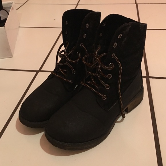 Black combat boots