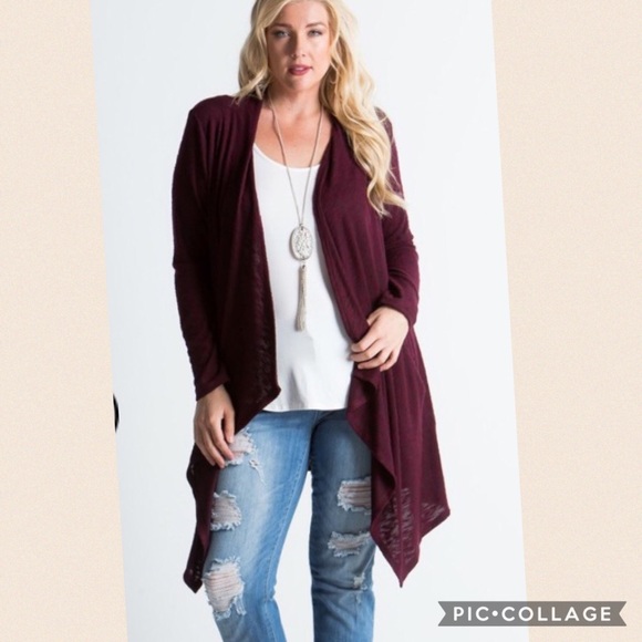 🔶HP🔷{Plus 1X, 3X} Burgundy Cardigan - Picture 2 of 3