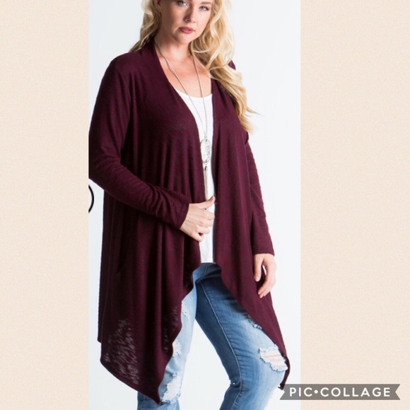 🔶HP🔷{Plus 1X, 3X} Burgundy Cardigan - Picture 3 of 3