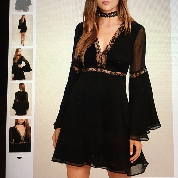 Black lace long sleeve dress