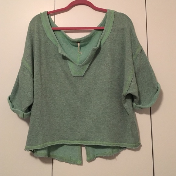 Free People Green Short Sleeve Sweat Shirt
