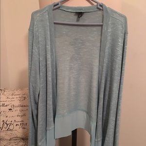 Light blue open front sweater