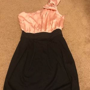 Adorable satin top one shoulder dress