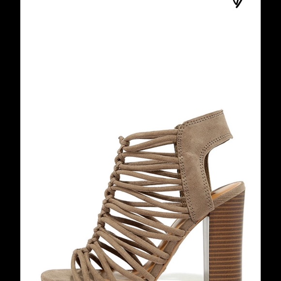 Taupe Caged suede heels