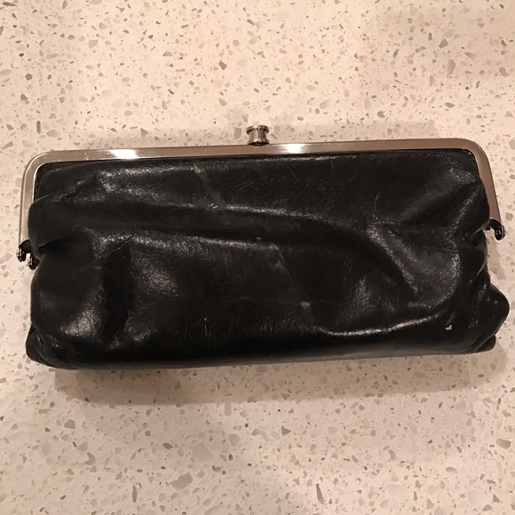 Black leather hobo wallet