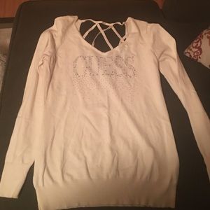 Cream guess sweater with sparkly holiday detailing