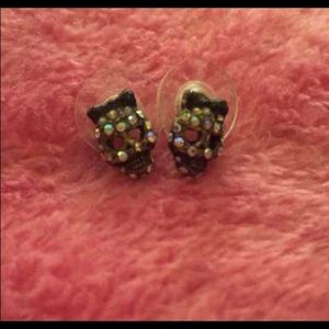 Betsey Johnson skull necklace and earrings