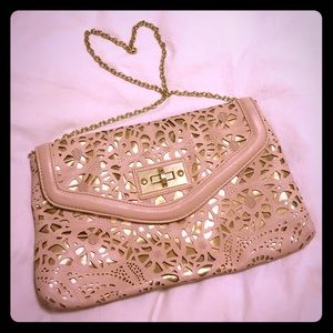 Aldo Tan Gold Cut Out Convertible Clutch