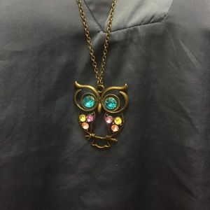 NWT 💎 Gem Owl Necklace, Brass