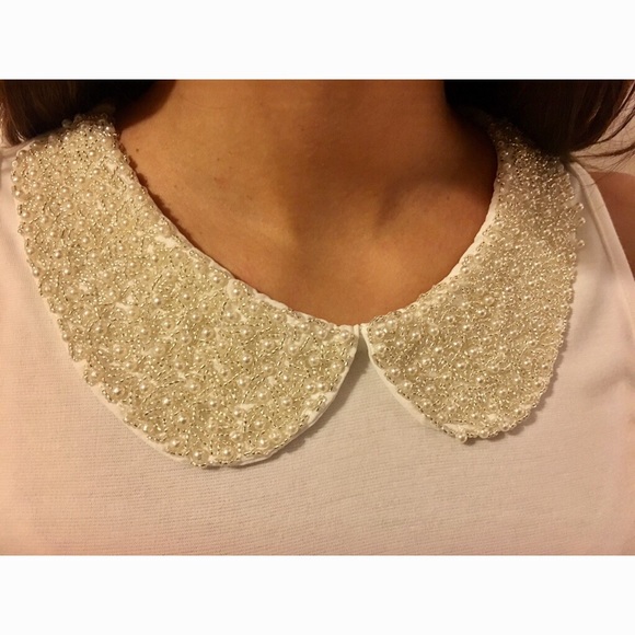 Beautiful white beaded peplum top - Picture 2 of 3