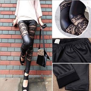 Lace & Faux Leather leggings