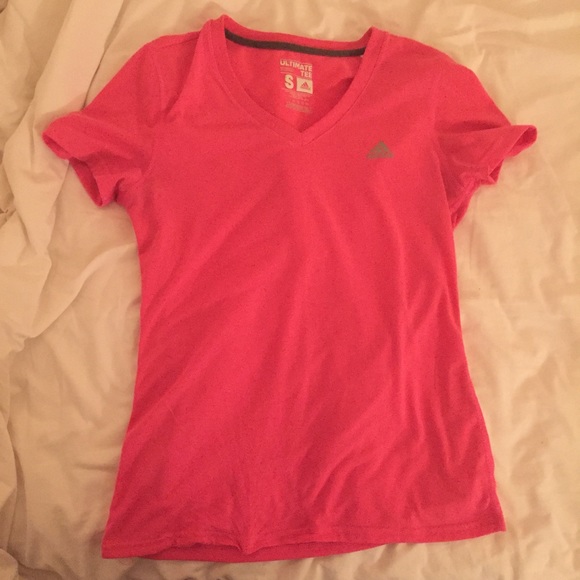 Adidas pink v neck workout shirt