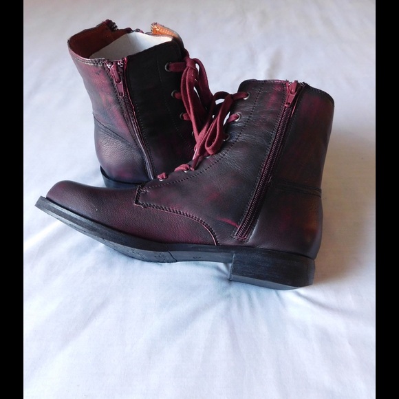 Leather! Fancy Oxblood Booties W/Many Side Zippers - Picture 2 of 4