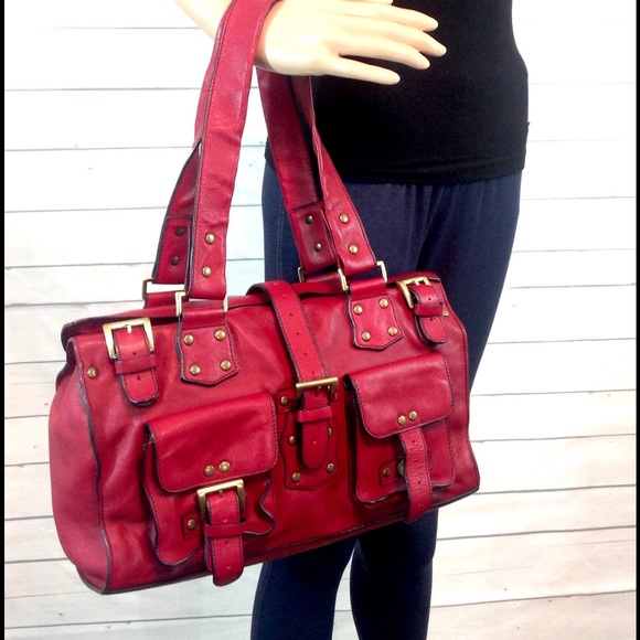 Tess Loriani Milano Handbags - Tess Loriani Milano Red Leather Satchel