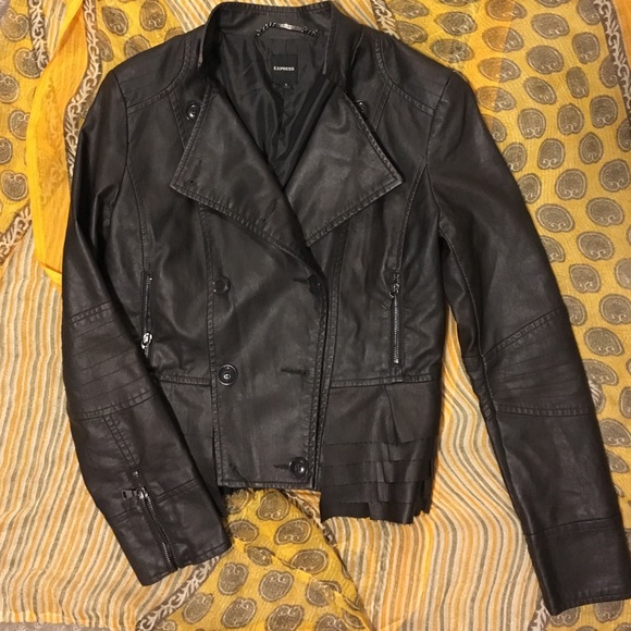 Express Faux Leather Peplum Biker Jacket