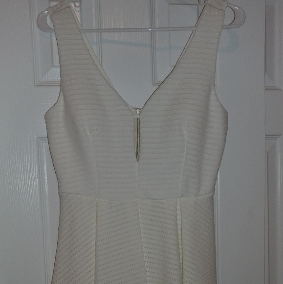 Papaya White Textured Fit & Flare Dress