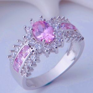 925 Sterling Silver Pink & White Topaz Gemstones